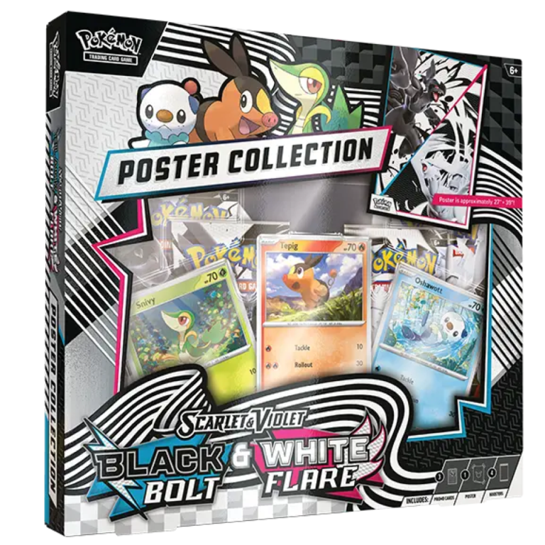 Black Bolt and White Flare Poster Collection geseald Unova starters poster promo kaarten en 4 booster packs