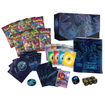 Pokémon Phantasmal Flames ETB met Mega Charizard X sleeves en accessoires