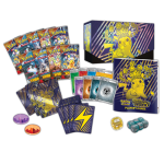 Pokémon Surging Sparks ETB met sleeves energie dobbelstenen en opbergdoos