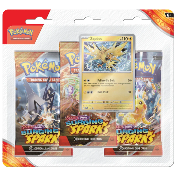 Surging Sparks 3-Pack Blister geseald 3 booster packs foil promo Quagsire of Zapdos