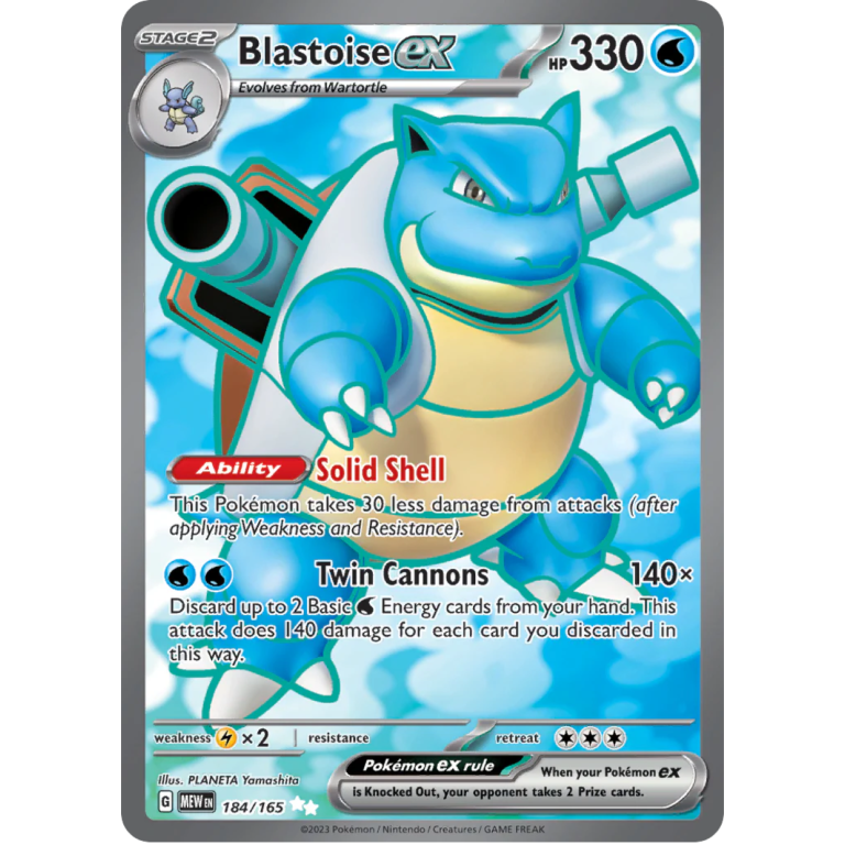 Blastoise ex 184/165 Ultra Rare Pokémon 151 kaart