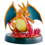 Charizard kaartdisplayfiguur met vuureffecten