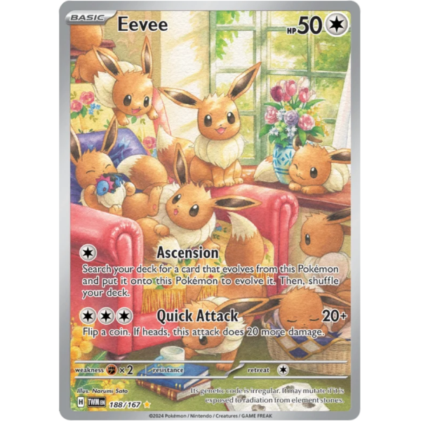 Eevee 188/167 Illustration Rare Pokémon Twilight Masquerade kaart