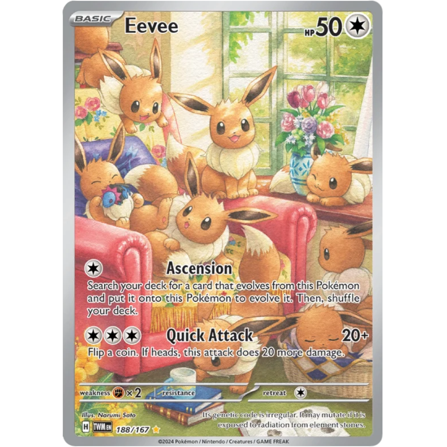 Eevee 188/167 Twilight Masquerade Eevee 188/167 Illustration Rare Pokémon Twilight Masquerade kaart
