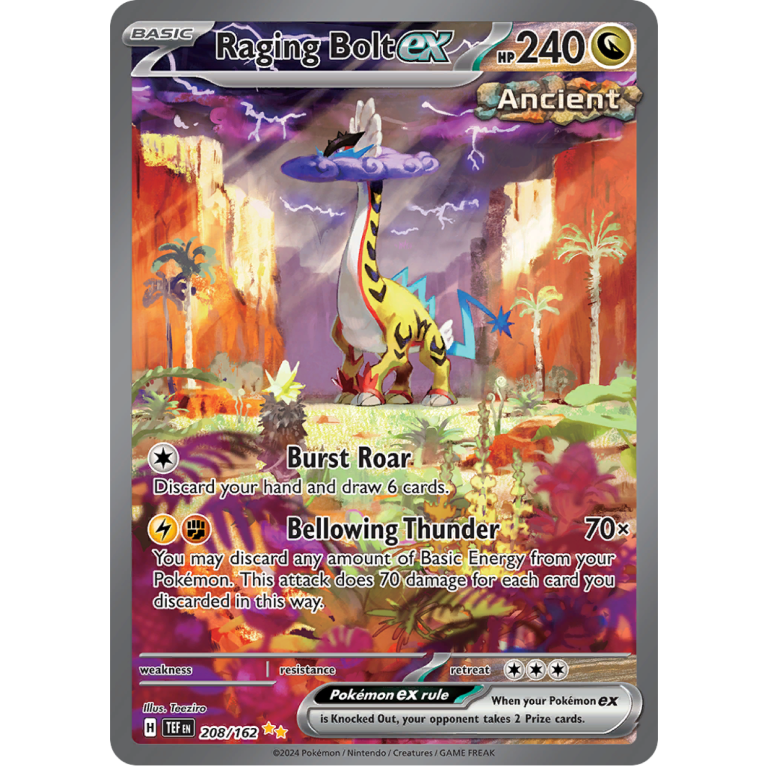 Raging Bolt ex 208/162 Special Illustration Rare Temporal Forces kaart