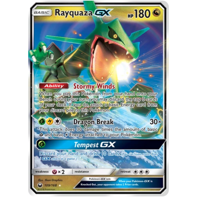 Rayquaza GX 109/168 Ultra Rare Pokémon Celestial Storm kaart