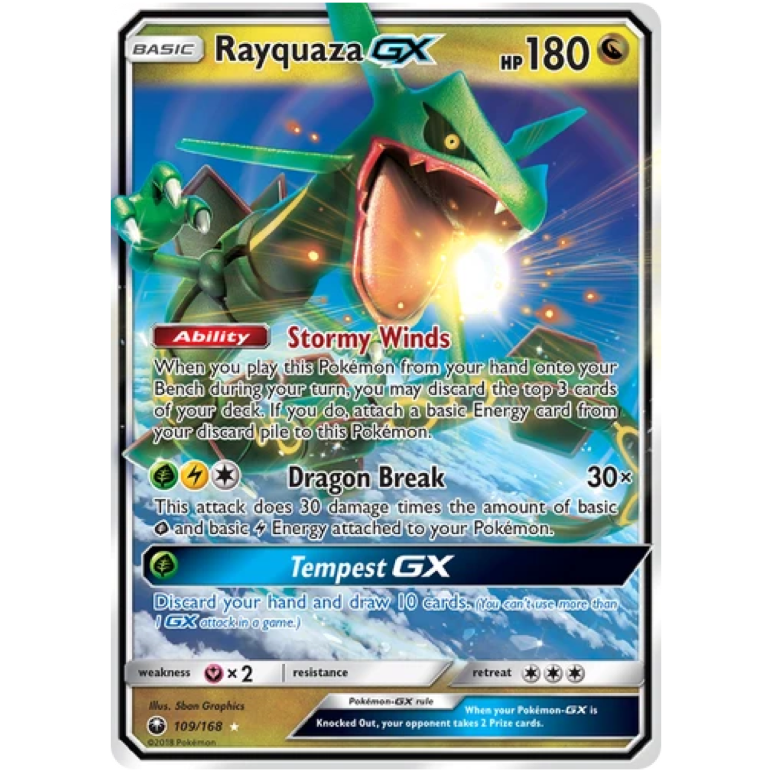 Rayquaza GX 109/168 Celestial Storm Rayquaza GX 109/168 Ultra Rare Pokémon Celestial Storm kaart