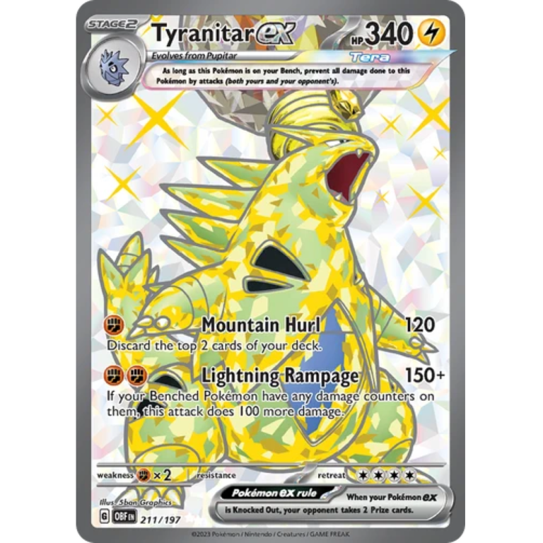 Tyranitar ex 211/197 Ultra Rare Pokémon Obsidian Flames kaart