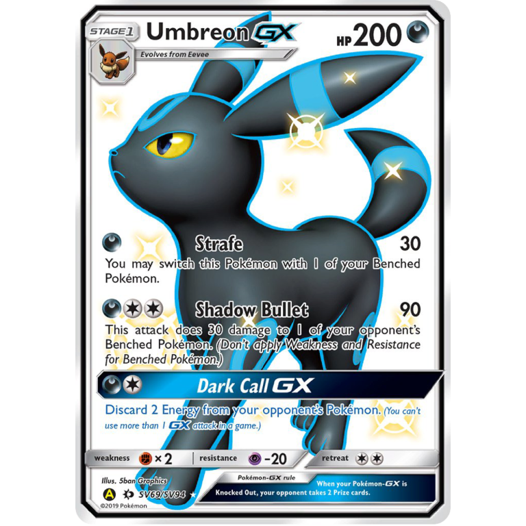 Umbreon GX SV69/SV94 Shiny Pokémon Hidden Fates kaart