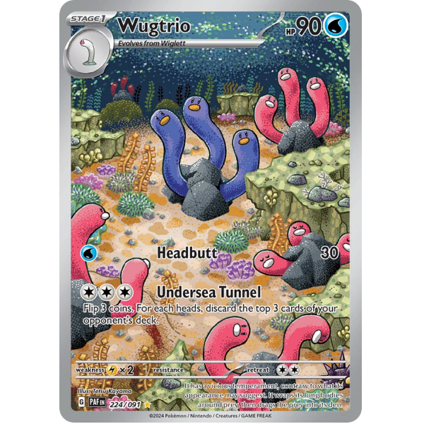 Wugtrio 224/091 Illustration Rare Pokémon Paldean Fates kaart