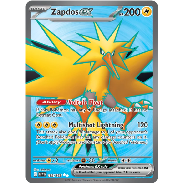 Zapdos ex 192/165 Special Illustration Rare Pokémon 151 kaart