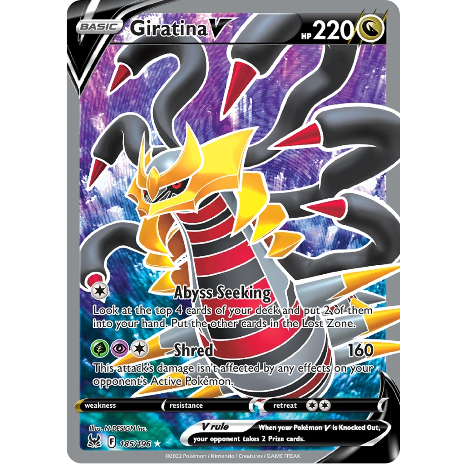Giratina V 185/196 Lost Origin Giratina V 185/196 Ultra Rare Lost Origin Pokémon kaart