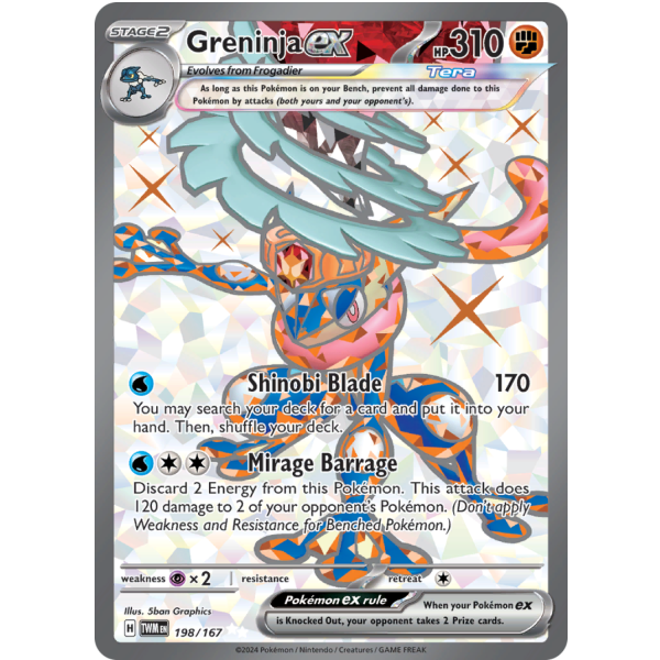 Greninja ex 198/167 Ultra Rare Twilight Masquerade Pokémon kaart